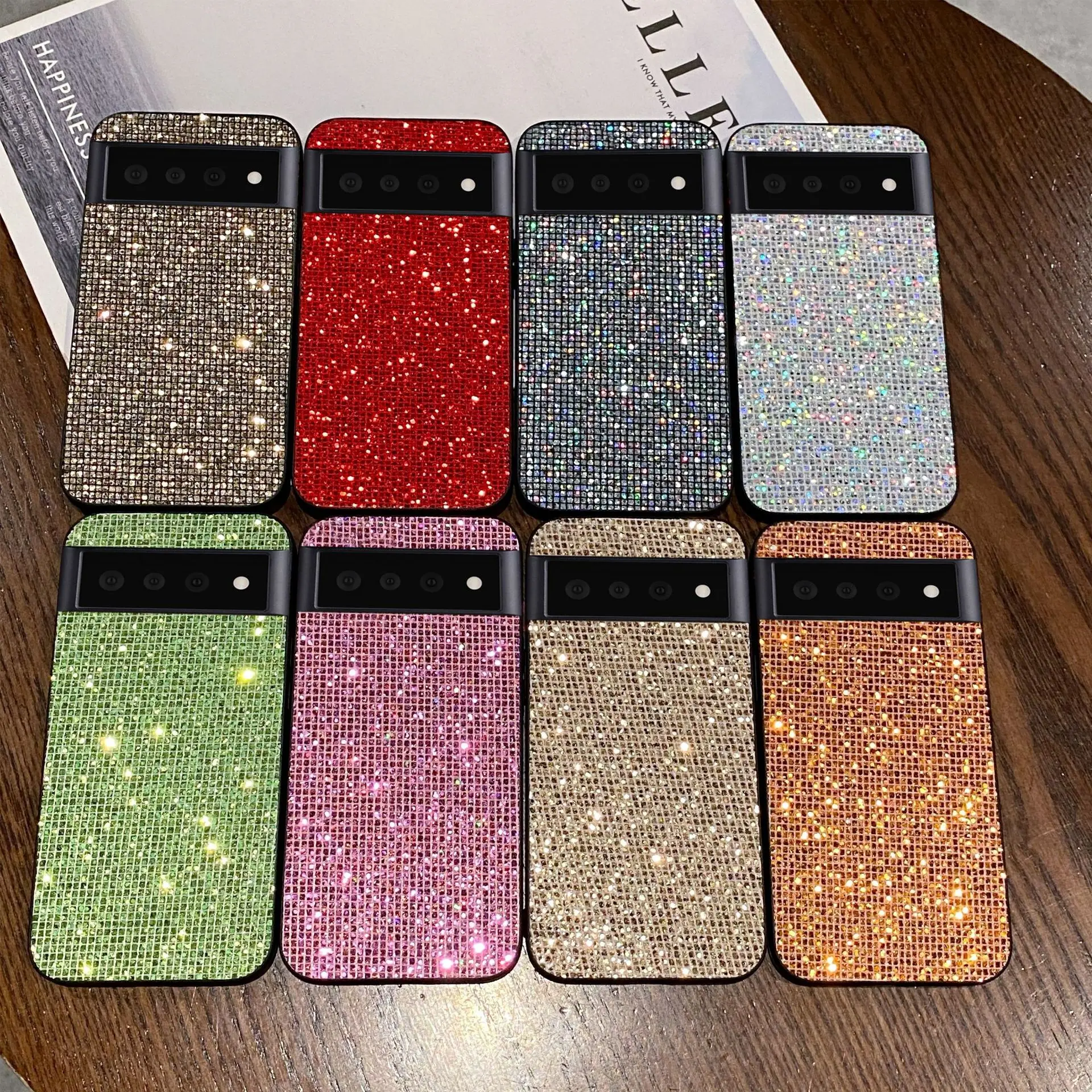 Vibrant Glitter Grid Pattern Shockproof Phone Case