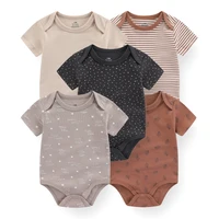 5Pieces Unisex Bodysuits Newborn Baby Girl Clothes Cotton Cartoon Baby Boy Clothes Set Solid Color Print Summer Bebes 1