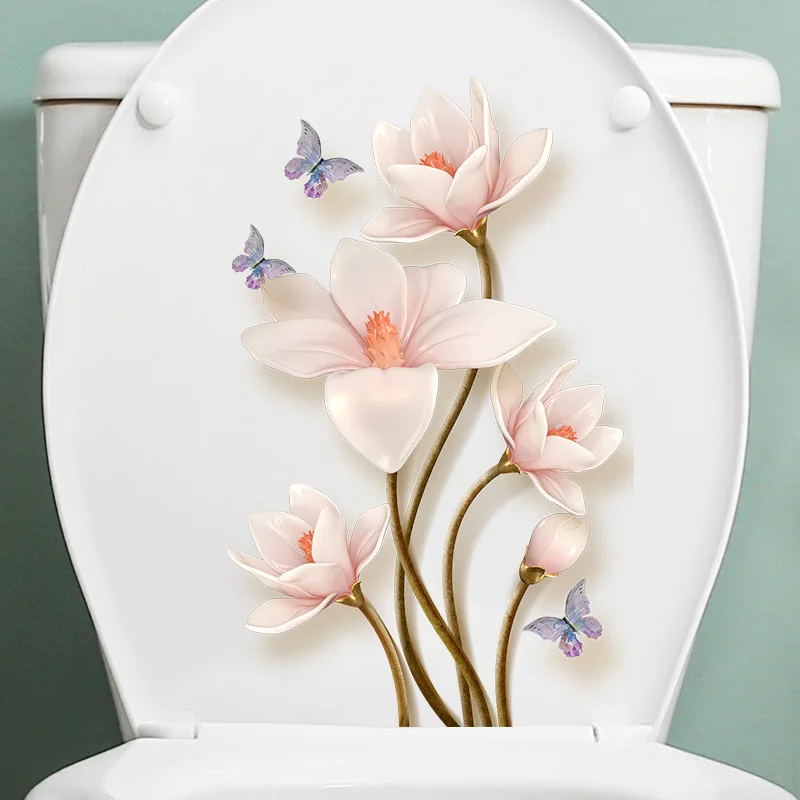 3d Flower Wall Stickers Toilet Cover Sticker Self Adhesive Mural Beautify furniture Decoration Decals wall stickers toilet stickers