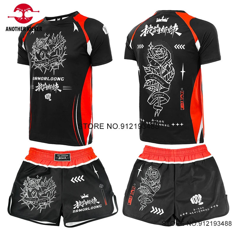 

Muay Thai Shorts T Shirt Set Men Women Boxing Kickboxing Pants MMA Rashguard Martial Arts Match Competition Training Uniform