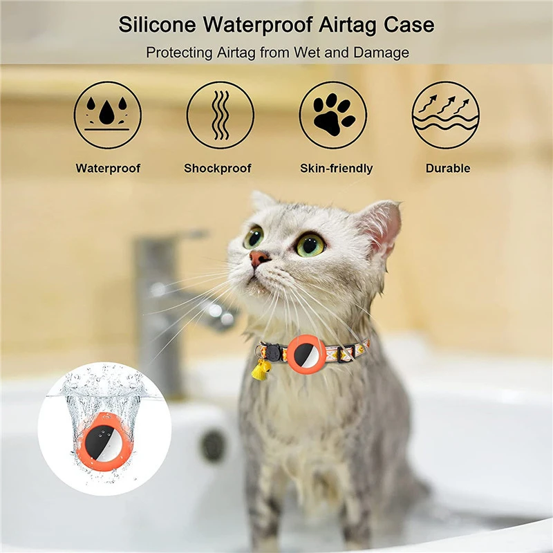 Collier Airtag Cat - Airtag réfléchissant - Avec porte-collier pour chat -  Compatible avec Apple Airtag pour chats, chiots (violet)