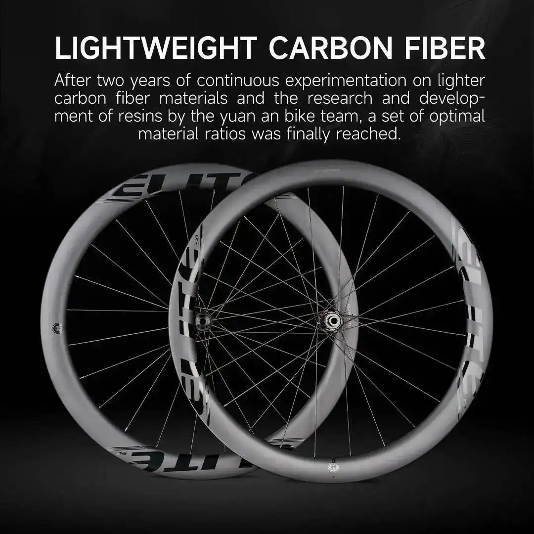 ELITEWHEELS EDGE 2.0 Set di ruote a disco in fibra di carbonio Ultra leggero 1270g Sistema a cricchetto 36T Mozzo ruota Ala Cuscinetto in ceramica a 20 raggi - immagine 6