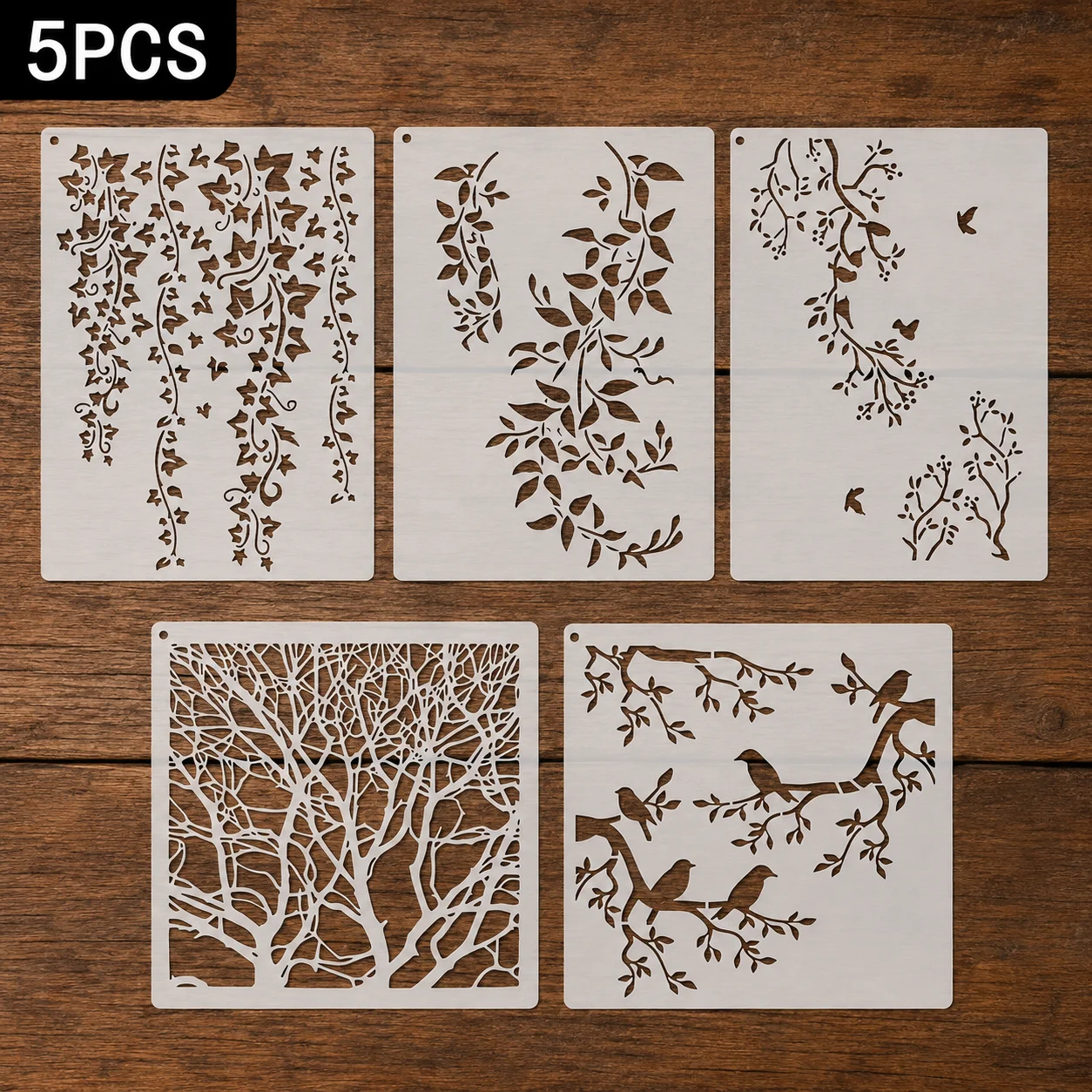 5PCS 장식 패턴 스텐실 세트 DIY 페인팅을위한 재사용 가능한 드로잉 템플..