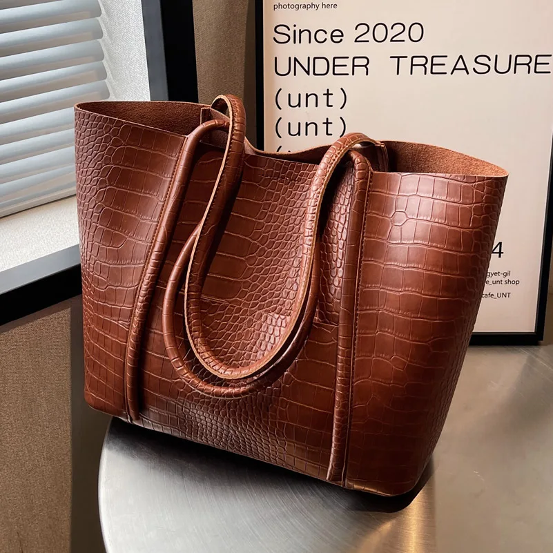 Large Pu Leather Shoulder Bag For Women 2023 Winter New Fashion Trend Designer Female Handbags Purses Ladies Commuting Tote Bags