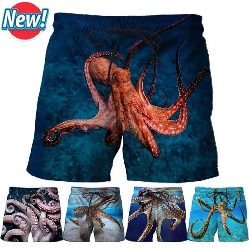 

New! Fashion Octopus 3d Print Men Summer Shorts Funny Devilfish Graphic Beach Shorts Fashion Animal Trend Personality Short Pant