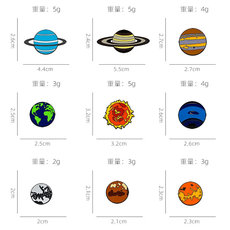 Solar System Enamel Pins Set - Whimsical Planetary Home Decoration Badges