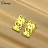 QIMING Lovely Animal Fortune Cat Stud Earrings Women Stainless Steel Jewelry Girls Good Luck Earrings Gift 1