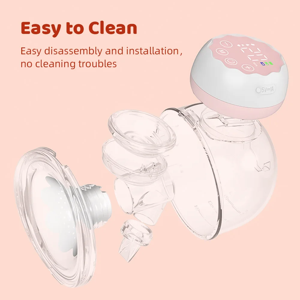 Wearable Electric Breast Pump Hands Free for Breastfeeding 4 Modes 12 Suction Level Low Noise with 180ml Collector