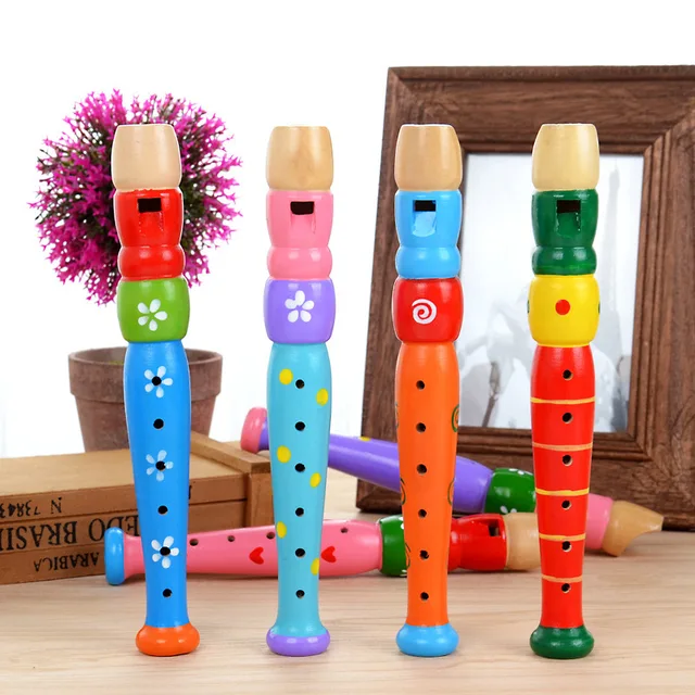1 Pc Small Wooden Colorful Piccolo Flute for Kids Learning Rhythm Musical Instrument Early Education Music Sound Toys for Kids 4