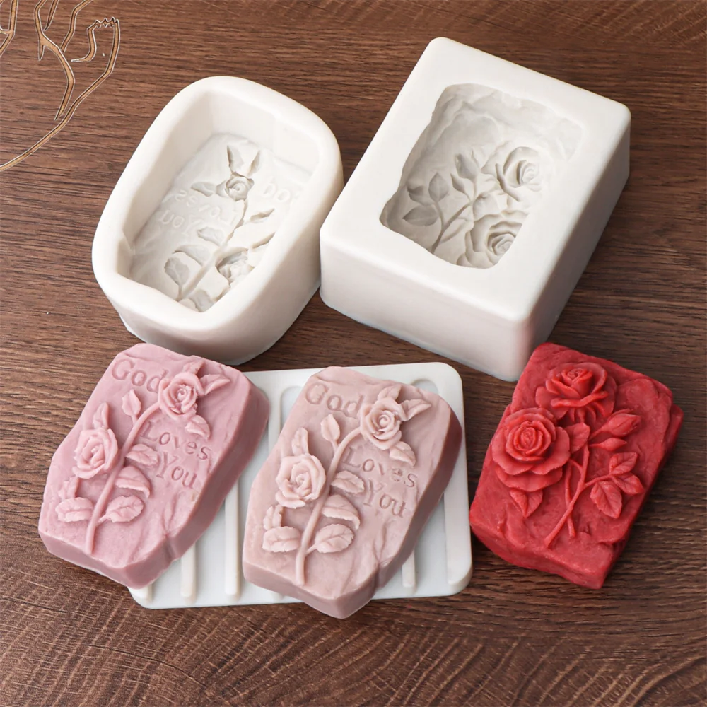 Round Rose Soap Silicone Mold Valentine's Day Flower Soap Mold DIY Peony Tulip Rose Plaster Candle Gift silicone mold soap molds
