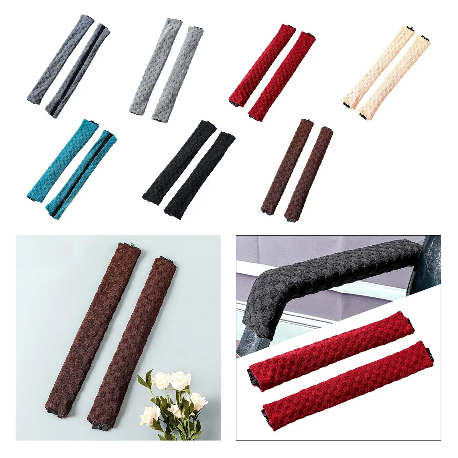 

Chair Armrest Covers Zipper Closure Solid Color Elastic Jacquard Armchair Arm