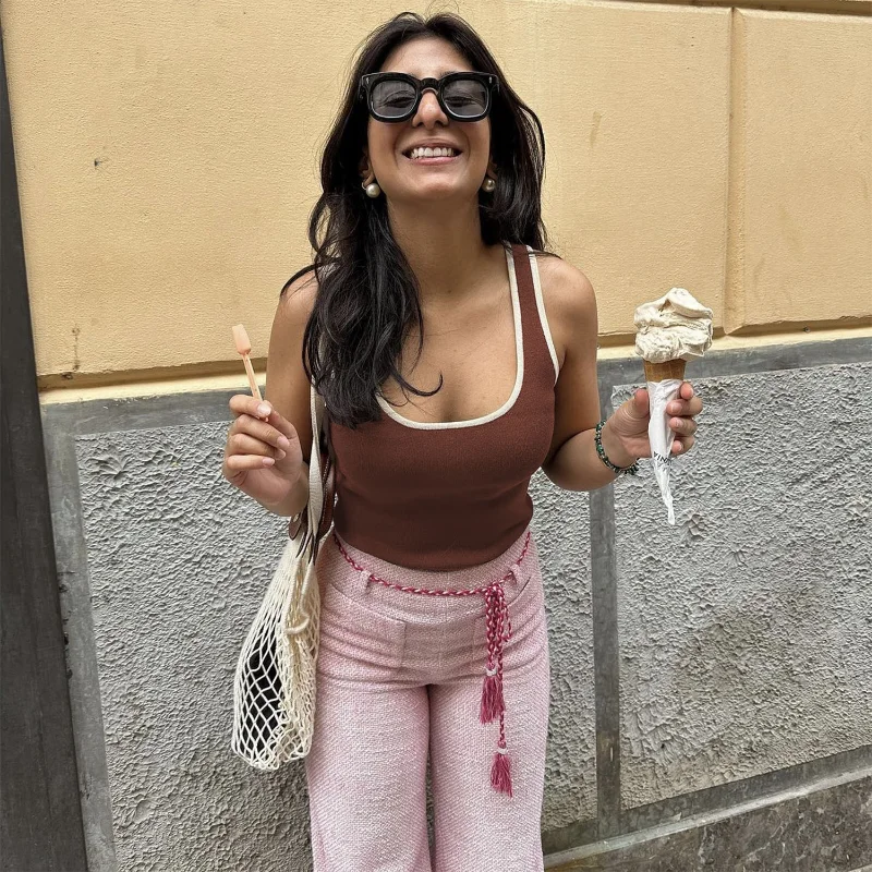 Casual For Women Contrast Y2k Top Vest Backless Patchwork Pullover Top Slim Sheer Tracksuit Summer Cute Female Tank Top
