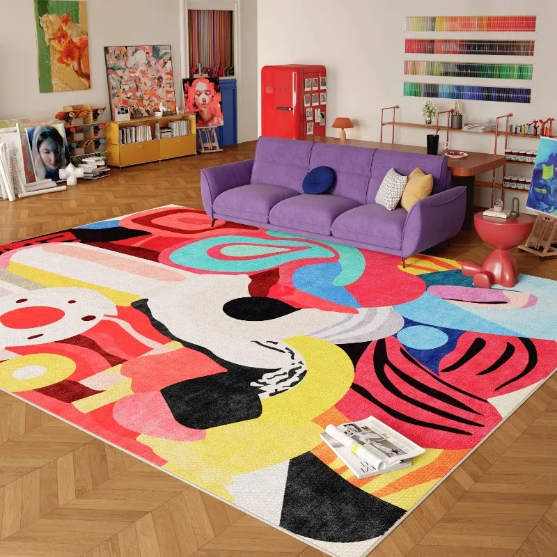 Colorful Dopamine Living Room Carpet Large Area Advanced Art Bedroom Rug Fashion Trend Home Decoration Coffee Table Mat Tapis 러그