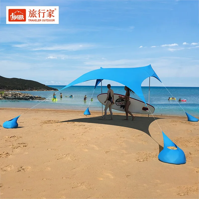 Tenda Da Spiaggia Portatile UPF 50+ - Leggera, Con 4 Aste - Per Spiaggia E Campeggio - Foto 8