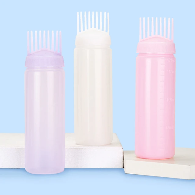 Root Comb Applicator Bottle , Hair Oil Applicator,3 Pcs Simple Operation  Scale Design Hair Dye Dispensing Bottle for Barber Shops 