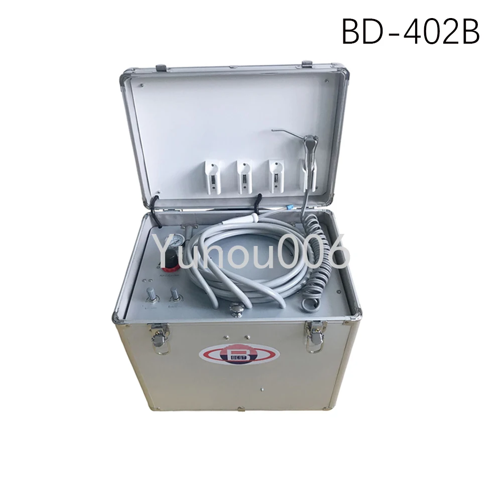 

130L/min Air Flow Portable Dental Unit with High and low speed Pipe,3 Way Syringe, Oilless Air Compressor