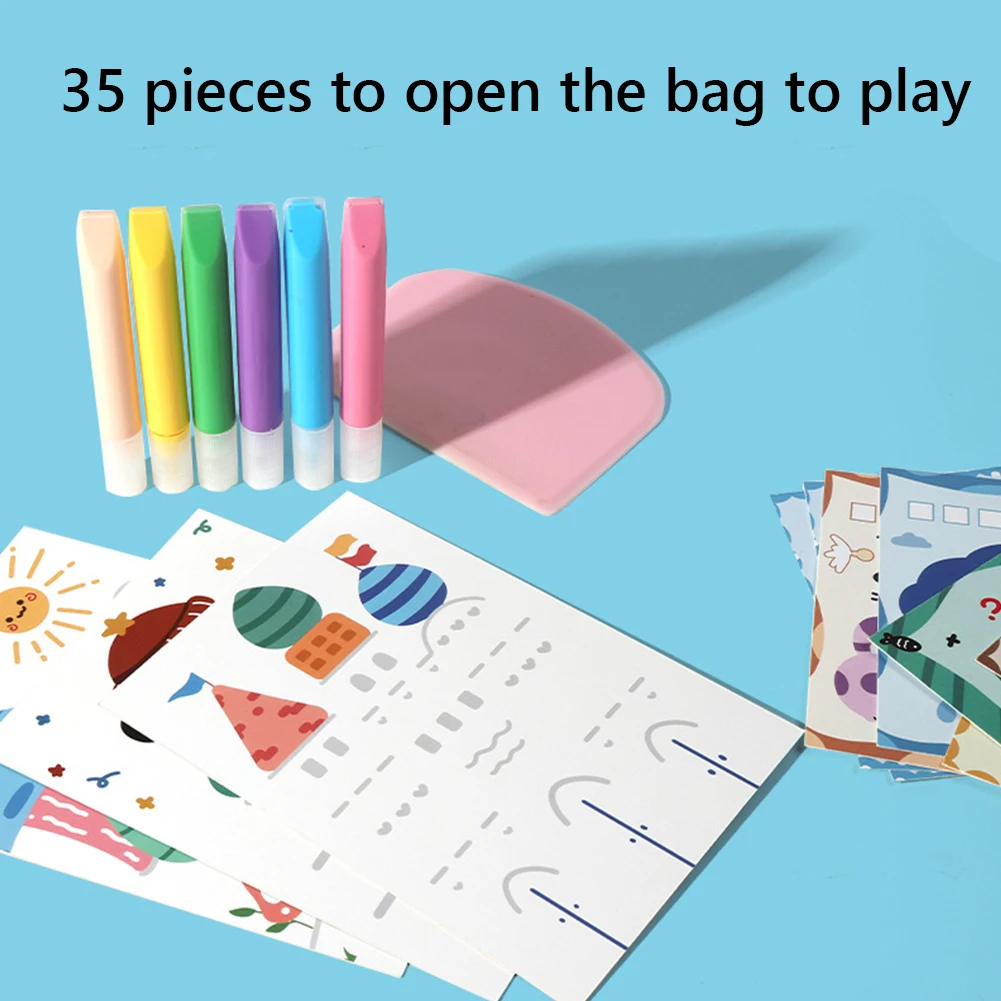 Scratch Art Painting Rainbow Scratch Art Books Interactive Rainbow Scratch Paper Set Squeegee Art Paint Kit for Kids Boys Girls 4