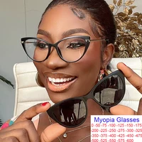 Brand Fashion Nearsighted Glasses Women White Cat Eye Polarized Sunglasses Spring TR90 Prescription Eyeglasses Clips On Glasses 1