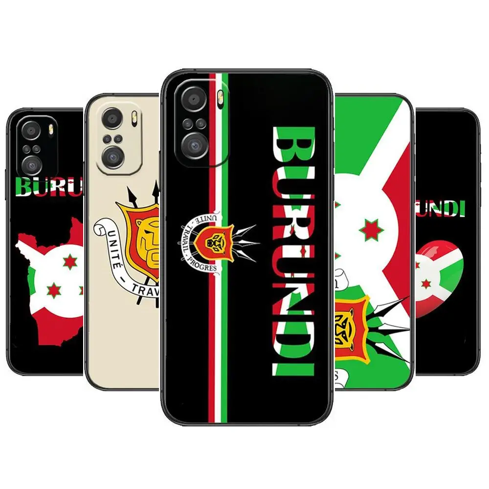 

Burundi National Flag Phone Case For xiaomi redmi 11 Lite pro Ultra 10 9 8 MIX 4 FOLD 10T Black Cover Silicone Back Prett