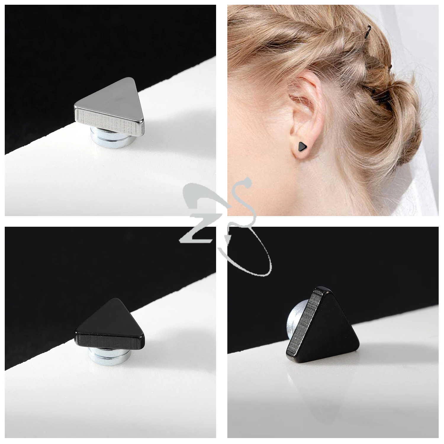 Stainless Steel Gold Color Magnetic Ear Cuffs No Piercing Women's Heart Stud Clip-on Earring,stud earrings,ear clip earrings,clip earrings,ear clip,magnetic earrings