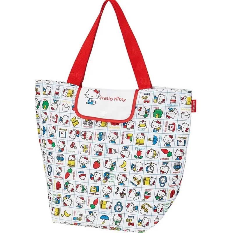

Новинка, милая сумка для хранения Sanrio Hellokitty, милая мультяшная Портативная Складная легкая сумка через плечо большой вместимости для покупок в стиле аниме