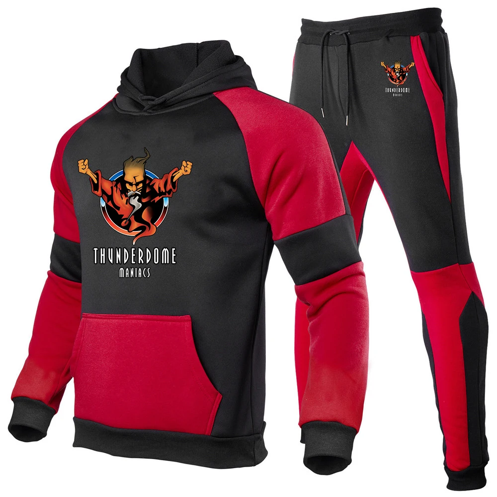 

2023 New Men's Spring and Autumn Thunderdome Printing Fashion Spliced Pullover High Quality Hoodie+Casual Sweatpants 2-Piece Set