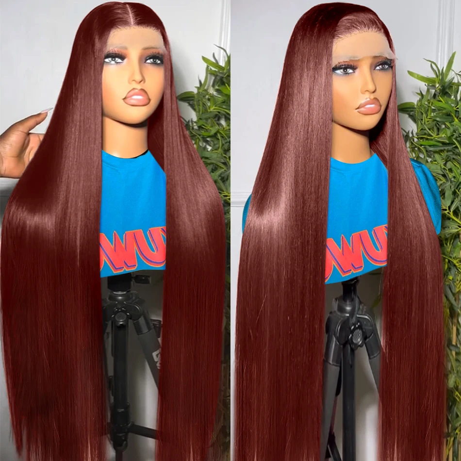 

Reddish Brown Straight Lace Front Wigs Human Hair 13x4 13x6 Hd Lace Frontal Wig Brazilian Preplucked Dark Red Brown Full Wig