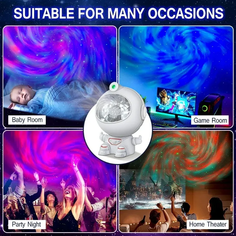 LED 블랙홀 소용돌이 우주 비행사 프로젝션 조명, 다채로운 별빛 분위기 침실 가정 용품, 어린이 야간 조명 선물
