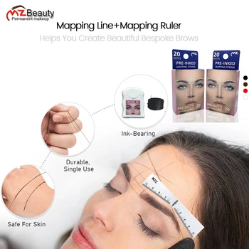 Marcatore filo tatuaggio sopracciglia mappatura righello Kit sopracciglio linea ausiliaria disegno con posizionamento dell'inchiostro linea di mappatura forniture per tatuaggi
