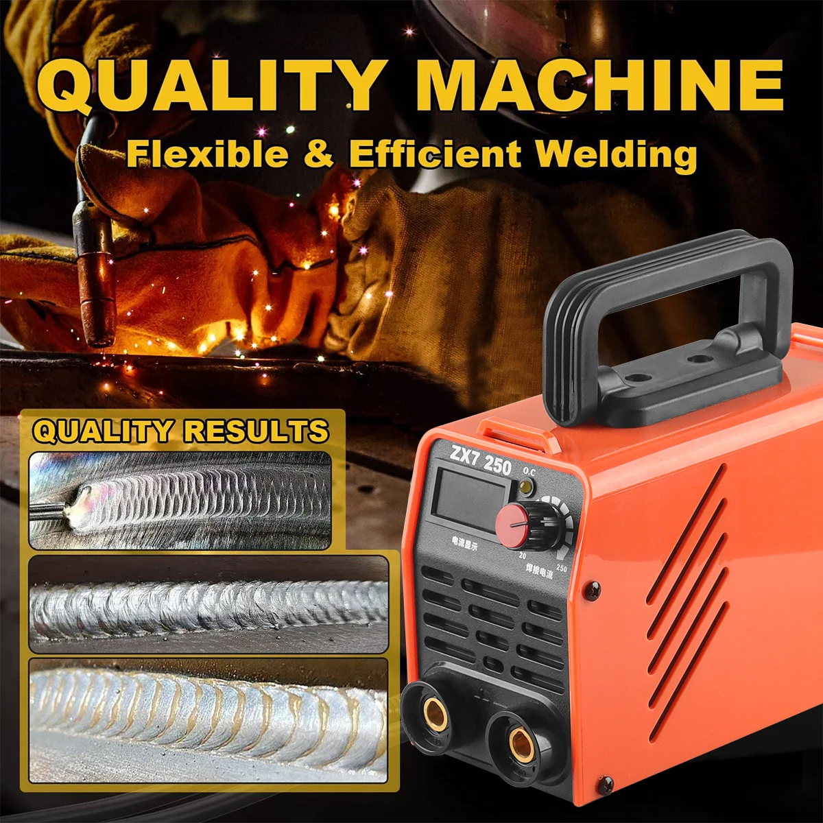 Welder Machine, 250A ZX7 Portable MMA Welding Machine, IGBT Inverter Welder Digital Display with Hot Start Arc Force Anti-Stick 6