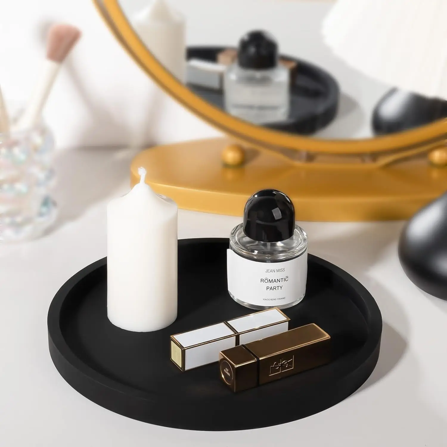 Elegant Silicone Vanity Tray - Decorative Organizer for Bathroom, Kitchen, or Coffee Table Decor