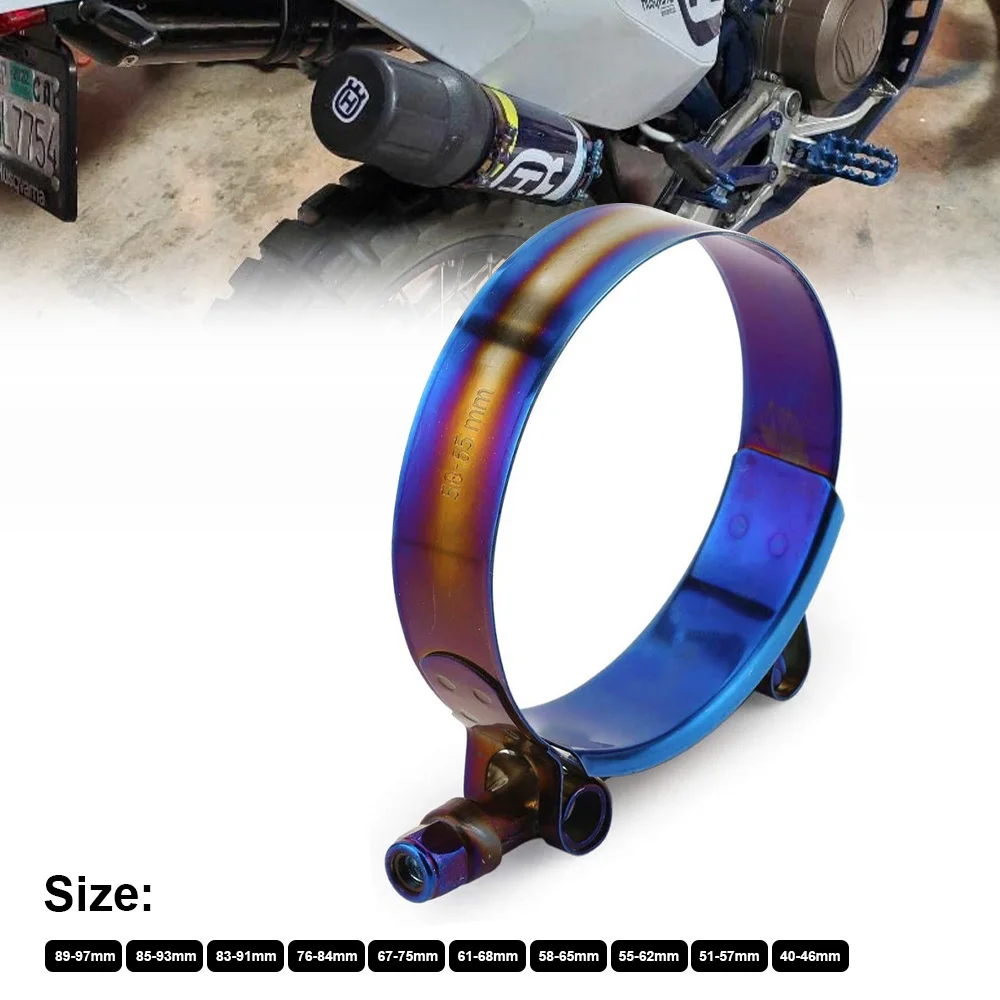 Hose clamps 40mm To 97mm 1.57" To 3.81" T-Bolt Adjustable Stainless Steel Universal Titanium Blue