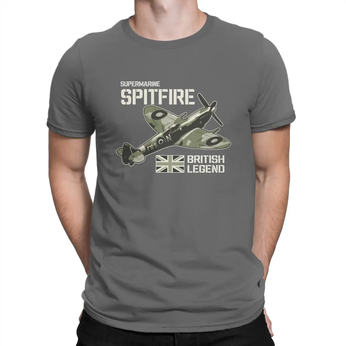 thumbnail image 1 of Camisetas para hombre con diseño de avión de combate de la RAF, avión de la Segunda Guerra Mundial, leyenda británica, camiseta vintage para amantes de los aviones, camiseta de cuello redondo., 1 of 7