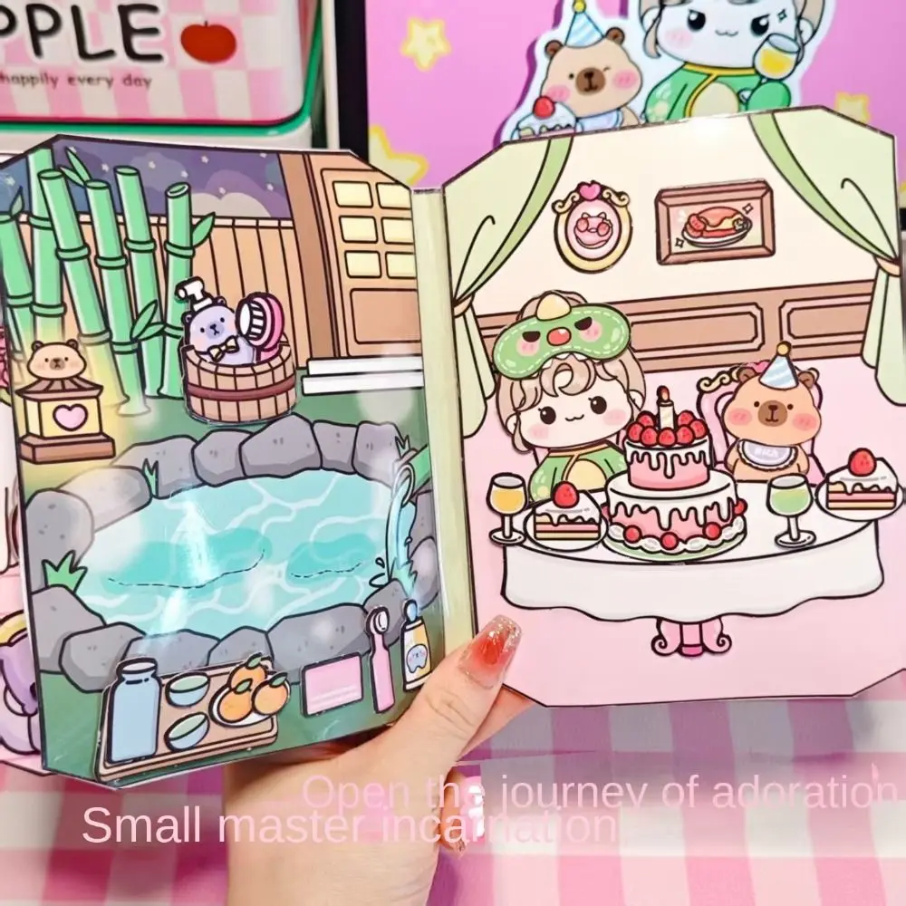 Handmade Material DIY Pinch Toy Book Early Learning Montessori Capybala Quiet Book Pinch Design Educational 3D Sticker Book