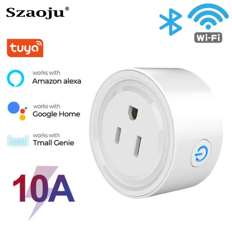 

SZaoju 10A 20A Tuya Smart Wifi Plug US Wireless Control Socket Outlet Energy Monitering Timer Function Works Alexa Google Home