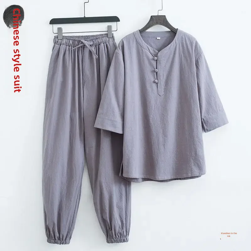 Men's Cotton Linen Suit White Kaftan Top for Meditation Relaxation Traditional Chinese Culture Men's Wear mens cotton linen suit