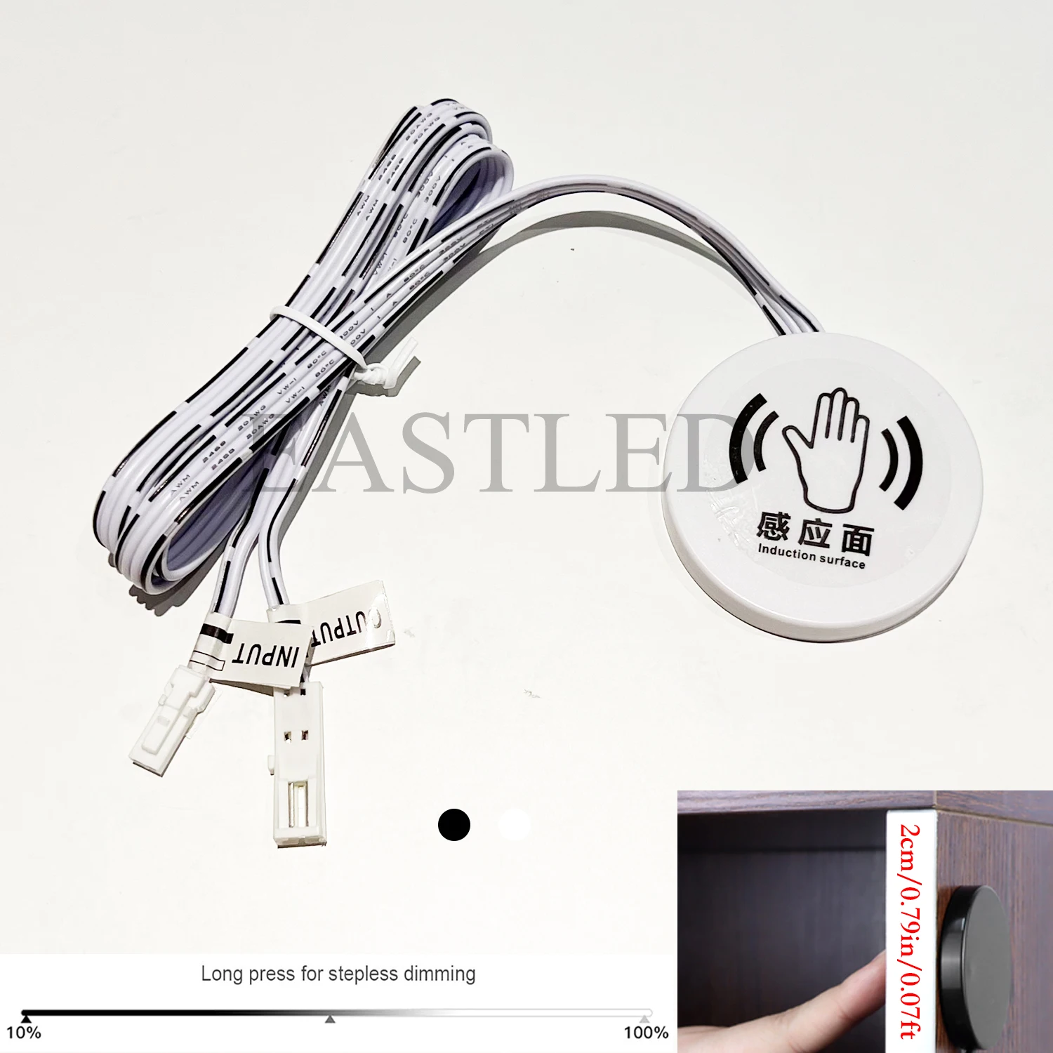 Touch Sensor Switch Dimmer 12V/24VDC Across Wood Panel Stepless Detector with Dupont Coupler for LED Strip Lamp On/off, Wardrobe