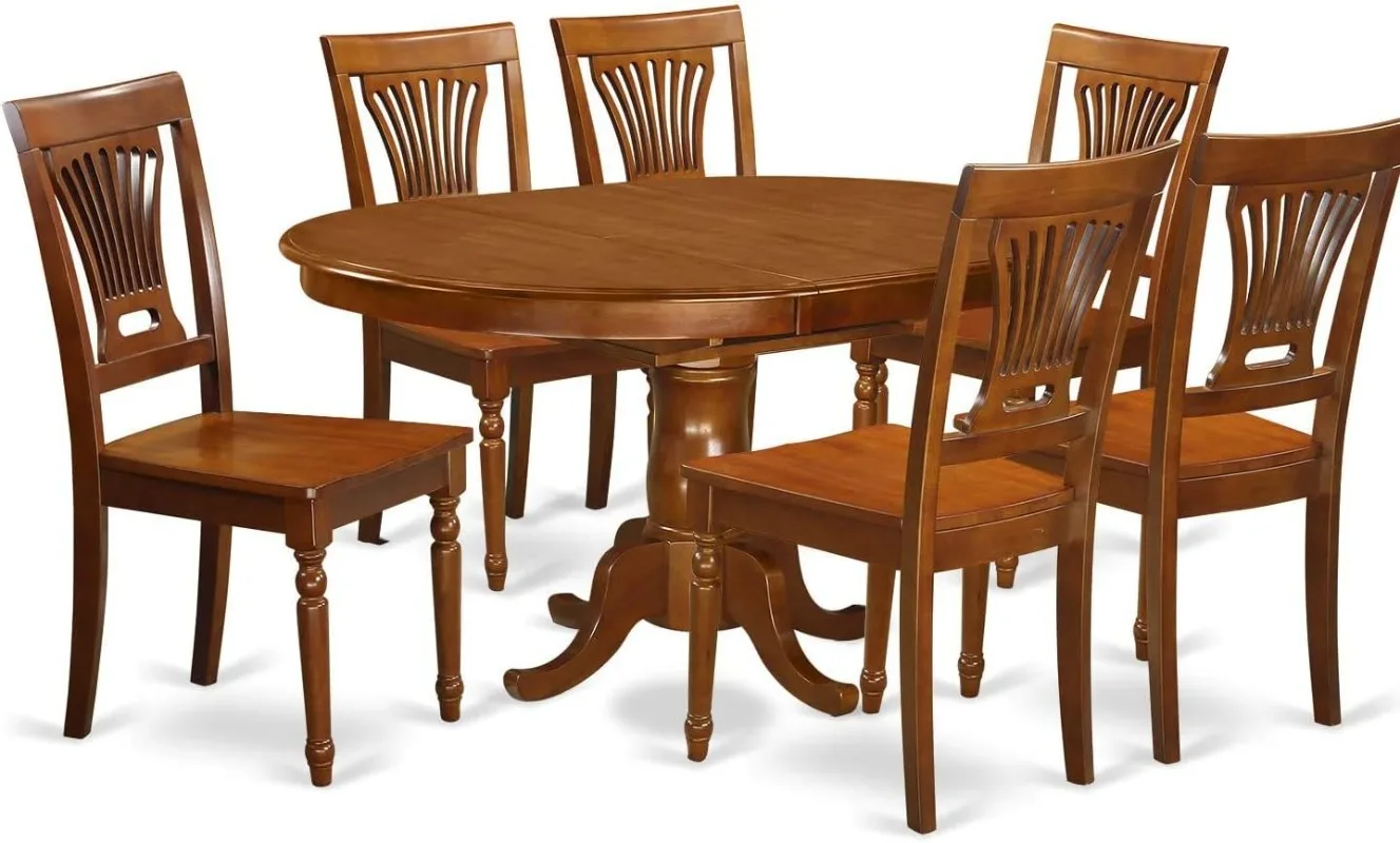 Description Picture 3 of item7 Piece Set Consist of an Oval Wooden Table with Butterfly Leaf and 6 Dining Room Chairs 42x60 Inch
