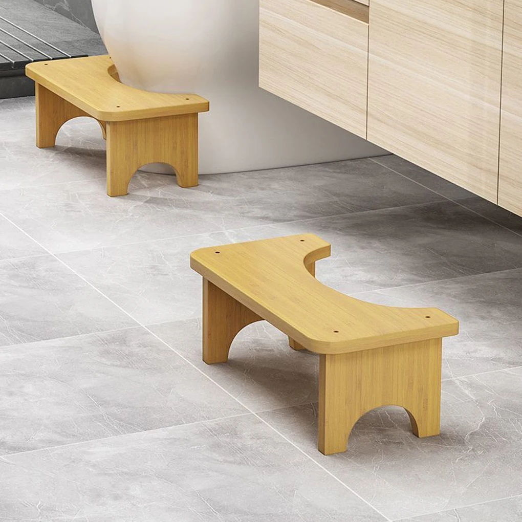 Bamboo Toilet Stool Waterproof Non Slide Poop Seat Holder Washroom Restroom Stand Old People Squat Bench Log color
