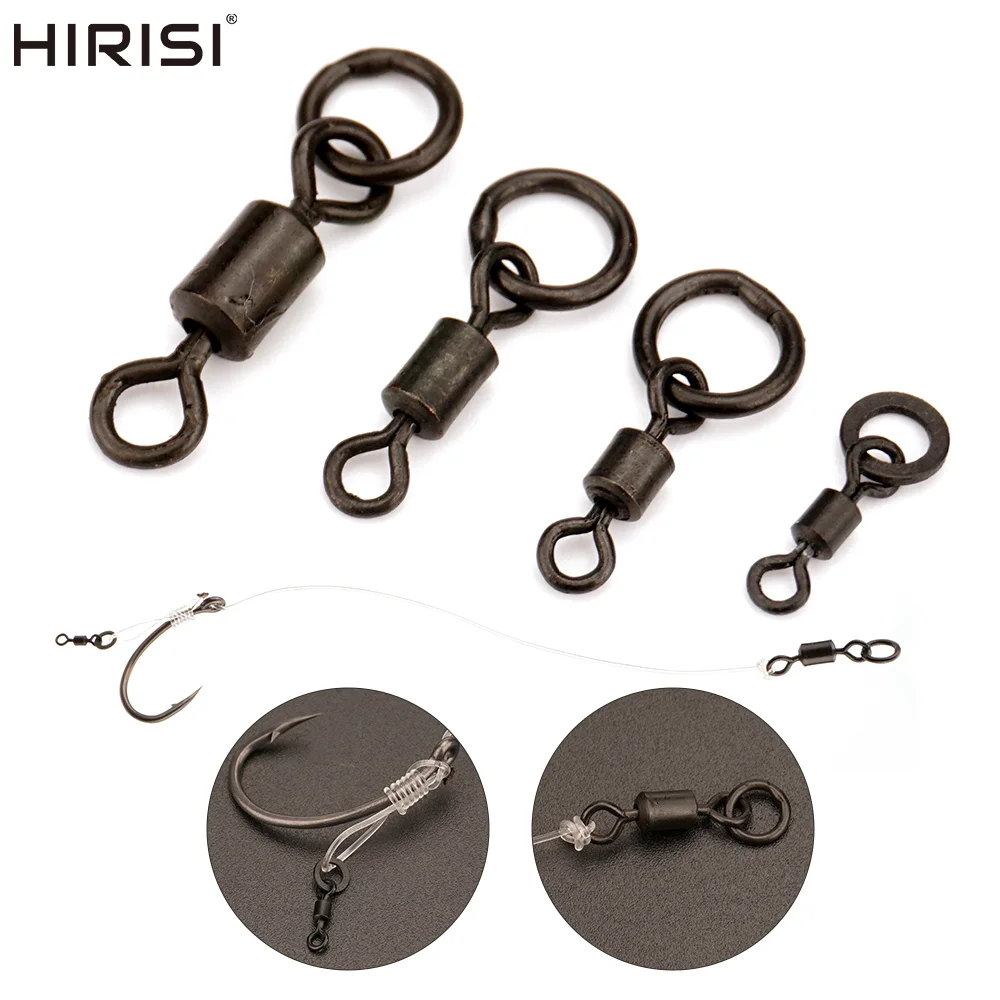 Hirisi 20pcs Fishing Quick Change Solid Ring Swivels Ball Bearing Swivel for Carp Accessories AE044