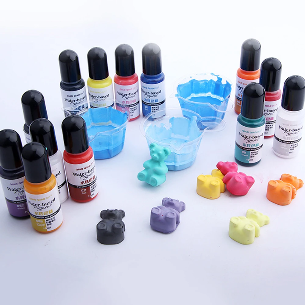 12 Colors 10ml Gypsum Cement Coloring Planter Pigment Gypsum Powder Color Concentrate Concrete Cement Plaster Making Supplies cement coloring dye