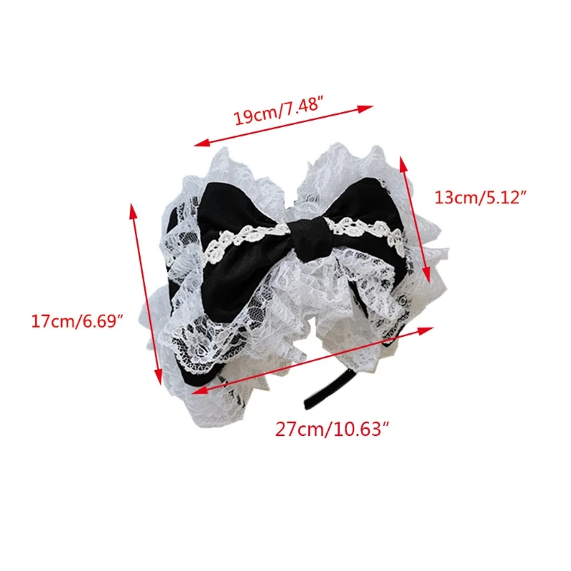 Victorian Lace Headband Sweet Big Bow Kawaii Hair Hoop Lolita Cosplay Headdress Costume Headband