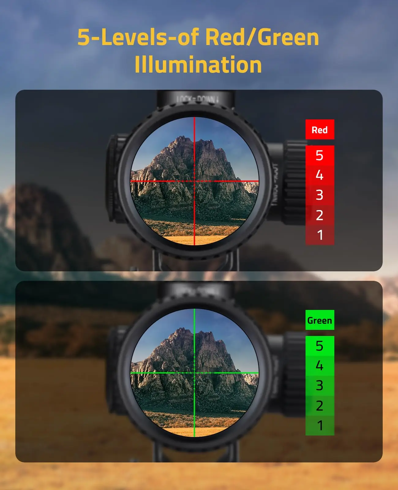 MidTen EagleFeather AO Rifle Scope Medium Long Range Scope with Red/Green Illuminated Mil-dot Reticle Front Parallax 1 inch Tube