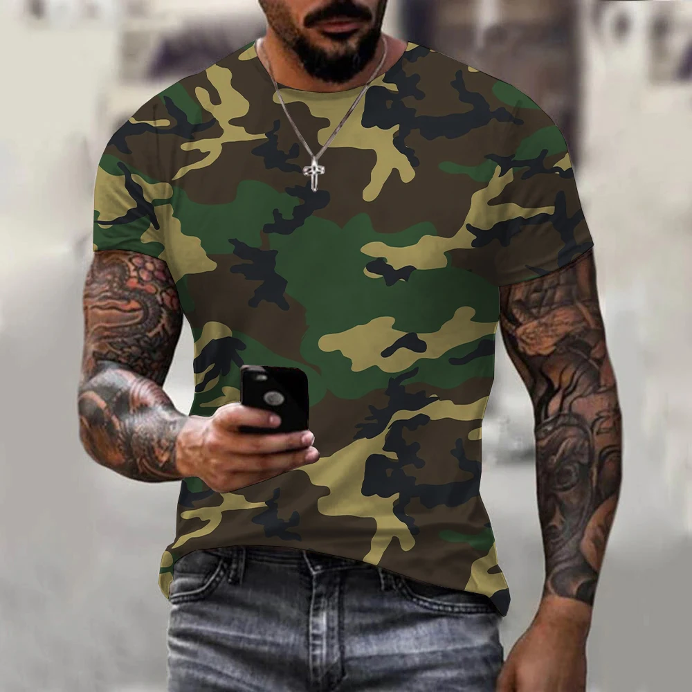

3D camouflage T-shirt for men's outdoor fashion casual O-neck short sleeved summer street sports military