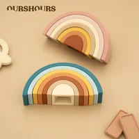 7pcs/set Baby Silicone Building Blocks BPA-Free Rainbow Stacker Nesting Puzzle Stacking Toys Toddlers Learning Montessori Toys 1