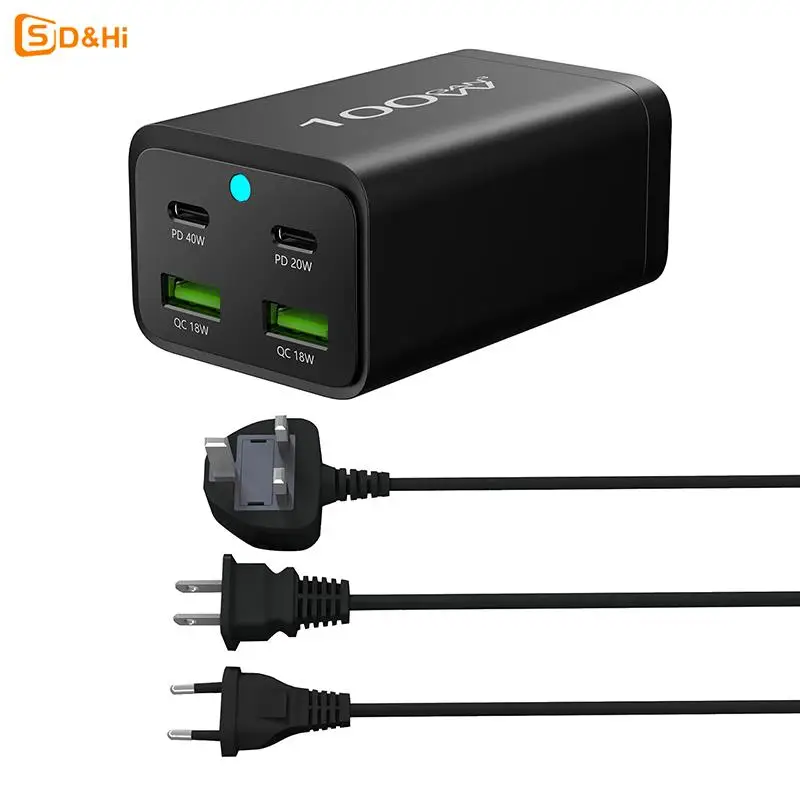 

Зарядное устройство сетевое с 4 USB-портами и поддержкой быстрой зарядки, 100 Вт