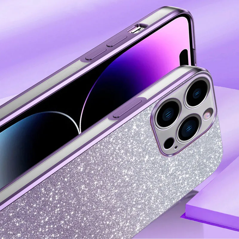 Gradient Glitter Plating Clear Soft Phone Case Cover