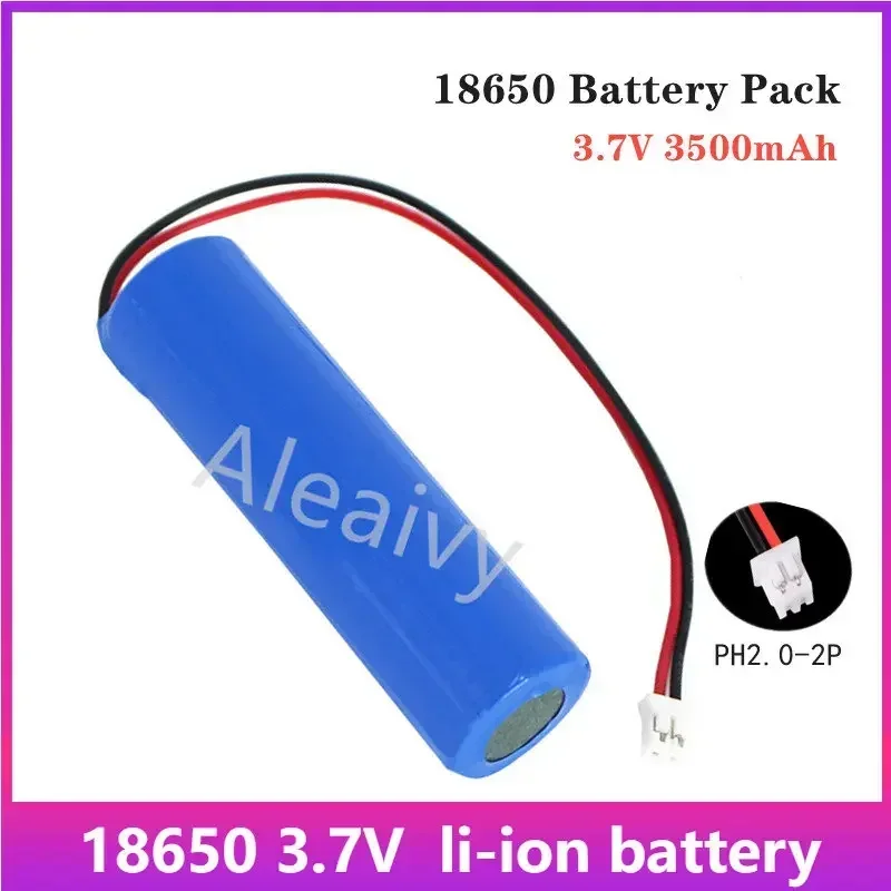 

Aleaivy 3.7V 1S1P18650 battery 2000mAh 3500mAh fishing LED light Bluetooth speaker emergency DIY battery with plug PH2.0 cable