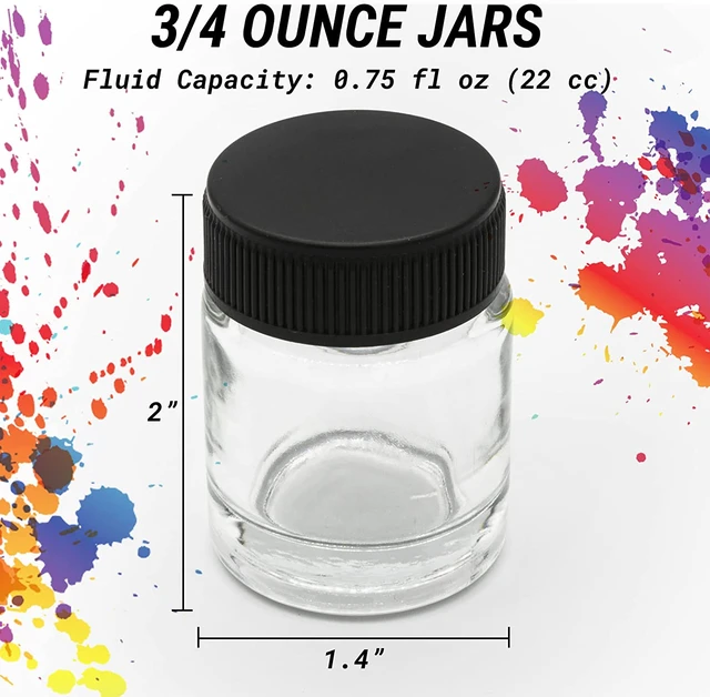 Autolock Airbrush Empty 3/4 Ounce (22cc) Glass Jar Bottles with