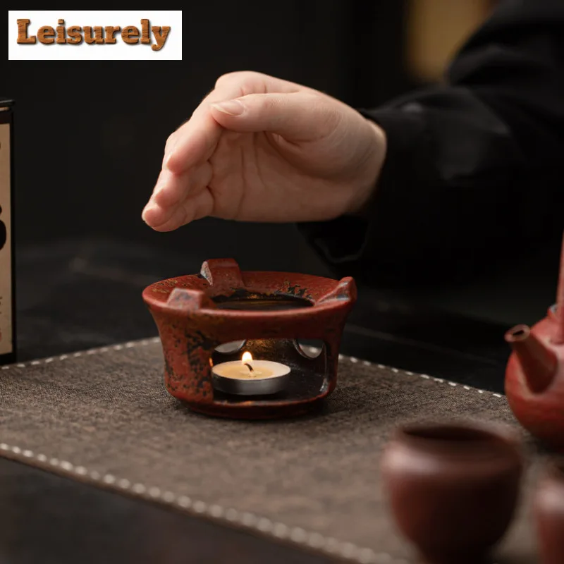 Old Rock Clay Mountain Red Tea Warmer Holder Candle Heater Stove Kettle Stand Boiling Water Carbon Furnace Tableware Supplies